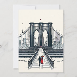 NYC Love Vibe - Modern Brooklyn Bridge Alla hjärta Julkort