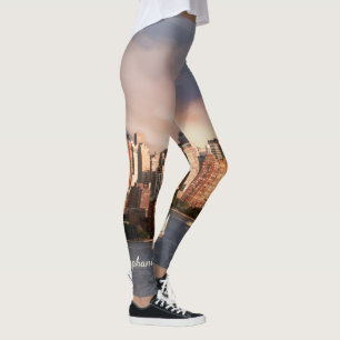 NYC Lower Manhattan Skyline med Personlig Namn Leggings