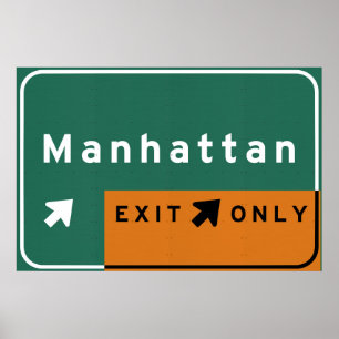 NYC Manhattan Exit Interstate Freeway Road Poster