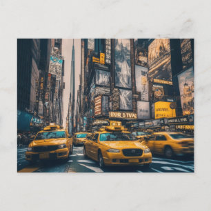 NYC Manhattan Gult Taxi Vykort