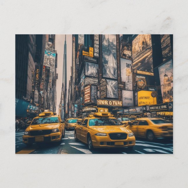NYC Manhattan Gult Taxi Vykort (Framsida)