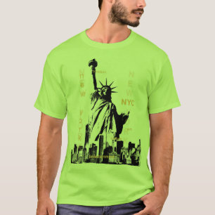 Nyc Manhattan Liberty Statue Manar Lime Green T Shirt