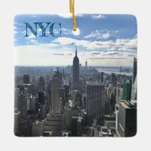NYC Manhattan Sunny Skyline Empire state Julgransprydnad Keramik