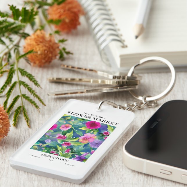 NYC Market Flower Chinown Keychain (Högra Framsidan)
