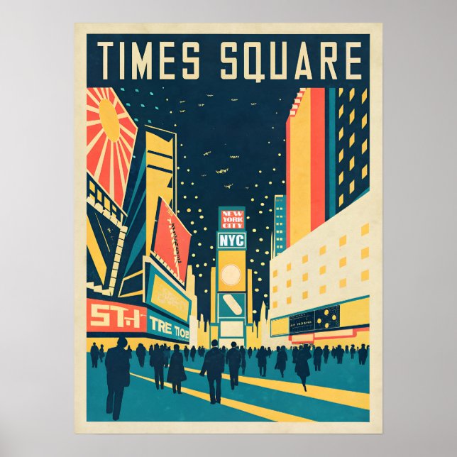 NYC med stensande Times Square Poster (Framsidan)