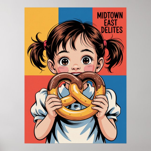 NYC Midtown East pretzel-utfyllnad Poster (Framsidan)