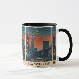 NYC Nattlig Siluett Kaffemugge New York City Konst Mugg