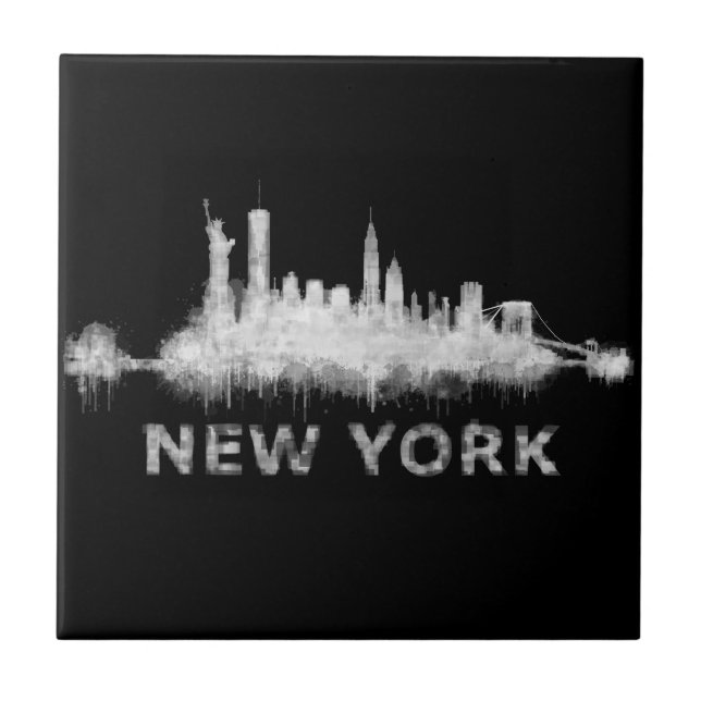 NYC New York black-White Skyline cityscape v01 Kakelplatta (Framsidan)