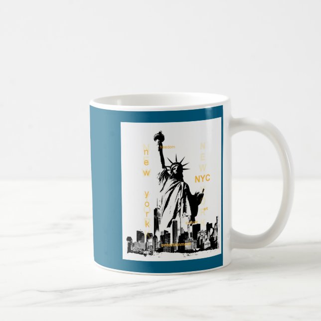 Nyc New York Brooklyn Bridge Liberty Statue Mens _ Kaffemugg (Höger)