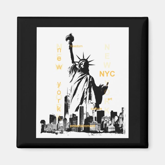 Nyc New York Brooklyn Bridge Liberty Statue Mens _ Magnet (Framsidan)