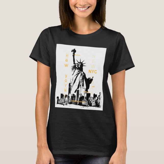 Nyc New York Brooklyn Bridge Liberty Statue Mens _ T Shirt (Framsida)