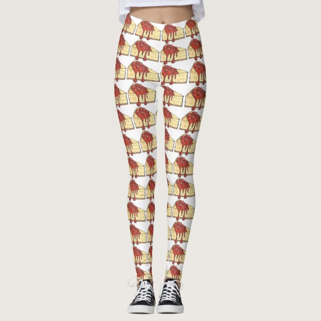 NYC New York Cherry Cheesecake Cheese Cake Foodie Leggings (Framsida)