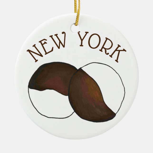 NYC New York City Black and White Cookie Julgransprydnad Keramik (Framsidan)