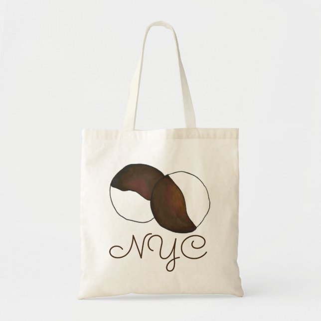 NYC New York City Black and White Cookie Tote Tygkasse (Framsidan)