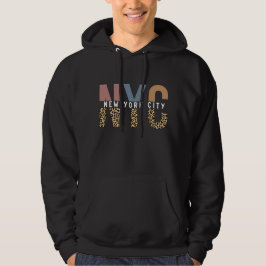 NYC New York City Cheetah Skriv Typografi Hoodie