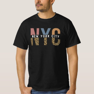 NYC New York City Cheetah Skriv Typografi T Shirt