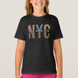 NYC New York City Cheetah Skriv Typografi T Shirt
