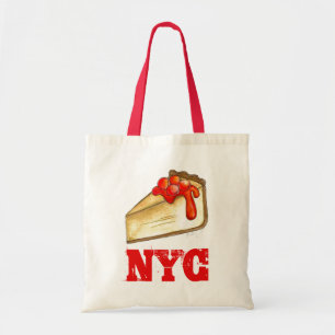 NYC New York City Cherry Cheesecake Slice Food Bag Tygkasse