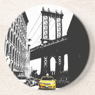 Nyc New York City Gult Taxi Brooklyn Bridge Underlägg