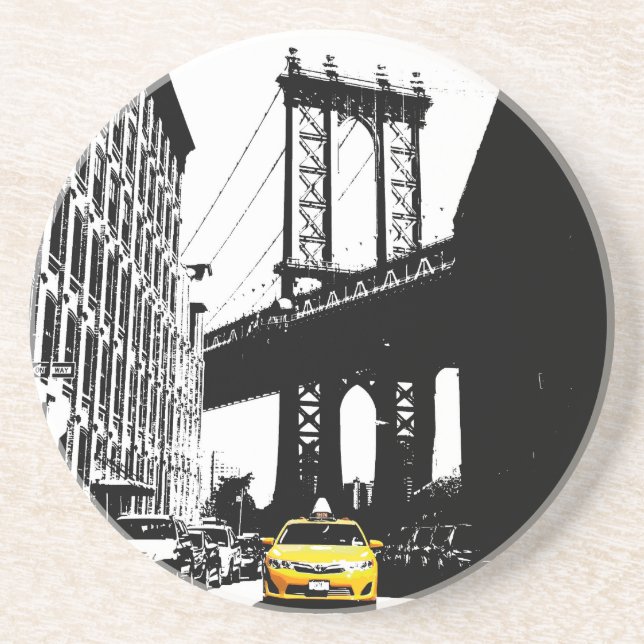 Nyc New York City Gult Taxi Brooklyn Bridge Underlägg (Framsidan)
