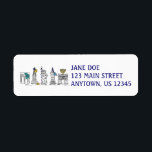NYC New York City Hanukkah Chanukah Adressetikette Returadress Etikett<br><div class="desc">En originalillustration av New York City-markeringar "klädd" för julhelgen med penna och bläck. Perfekt för Hanukkah! Matchningskort finns.</div>