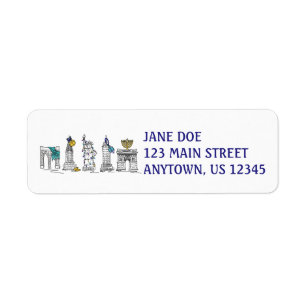 NYC New York City Hanukkah Chanukah Adressetikette Returadress Etikett
