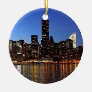 NYC New York City Manhattan Night Julgransprydnad Keramik