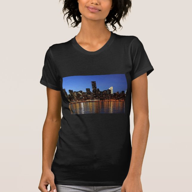 NYC New York City Manhattan Night T Shirt (Framsida)