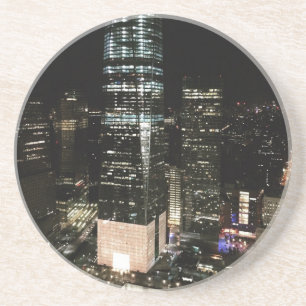 NYC New York City Night Skyline Architecture Light Underlägg Sandsten