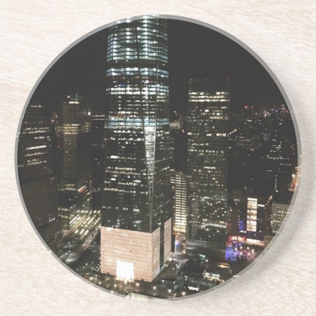 NYC New York City Night Skyline Architecture Light Underlägg Sandsten (Framsidan)