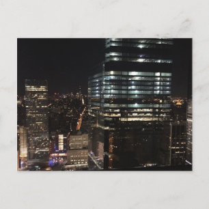 NYC New York City Night Skyline Photo Postcard Vykort