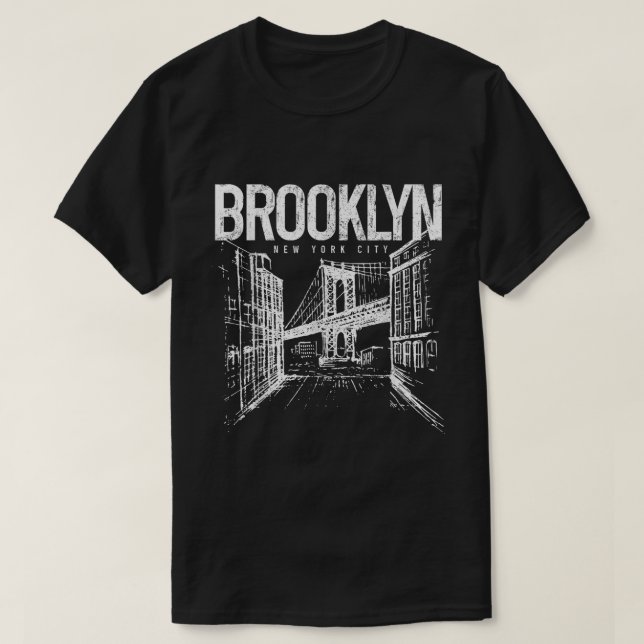 NYC New York City NY Brooklyn Bridge T Shirt (Design framsida)