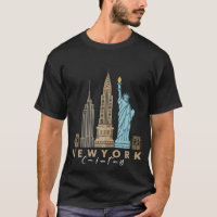 NYC New York City Skyline Staty över frihet Tee