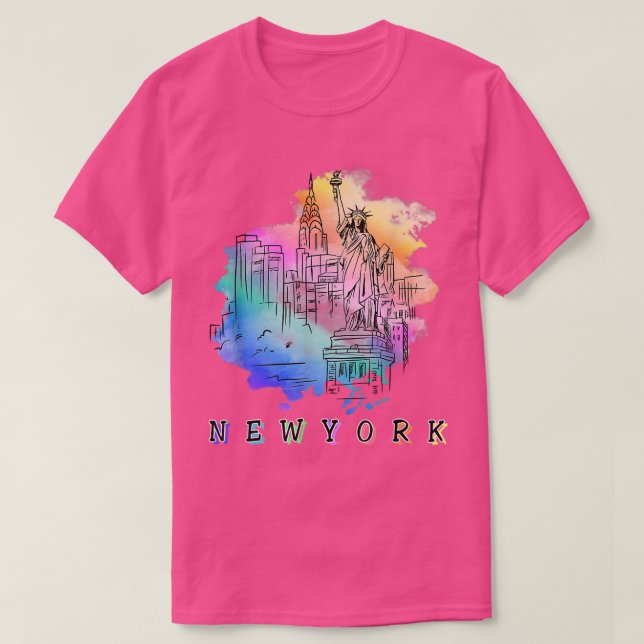 NYC New York City Skylines Frihetsgudinnan T Shirt (Design framsida)