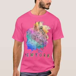 NYC New York City Skylines Frihetsgudinnan T Shirt
