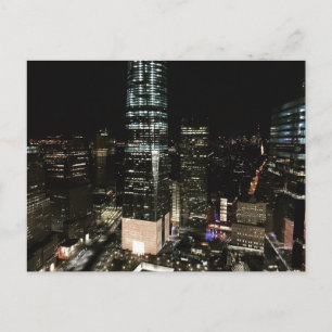 NYC New York Night Lower Manhattan Ljus vykort