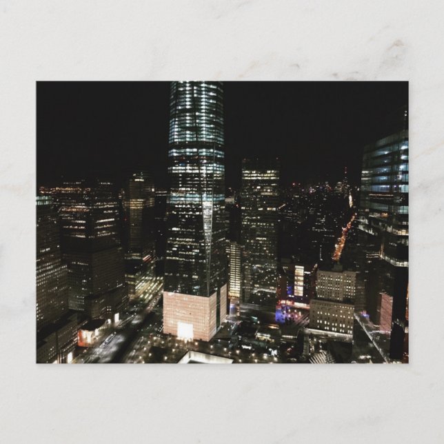 NYC New York Night Lower Manhattan Ljus vykort (Framsida)