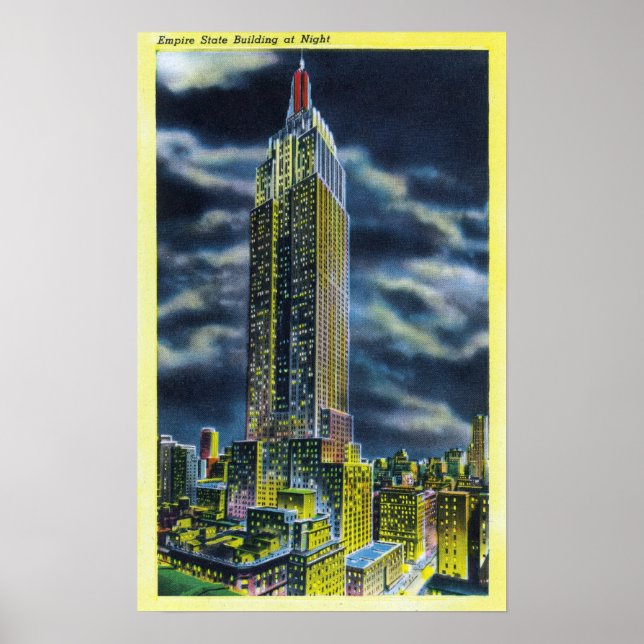 NYC, New YorkEmpire State Byggt i natt Poster (Framsidan)