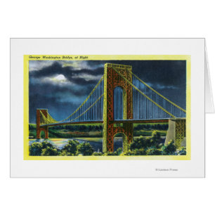 NYC, New YorkGeorge Washington Bridge på natten Hälsningskort