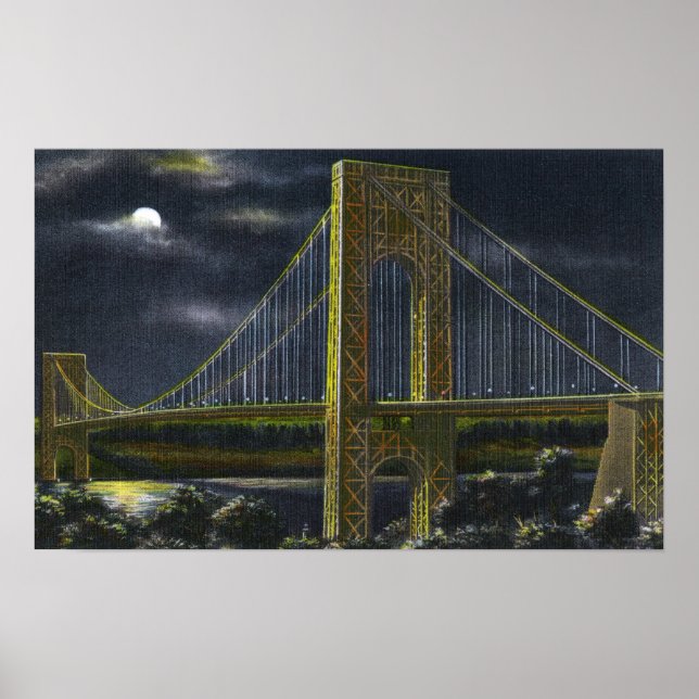NYC, New YorkGeorge Washington Bridge på natten Poster (Framsidan)