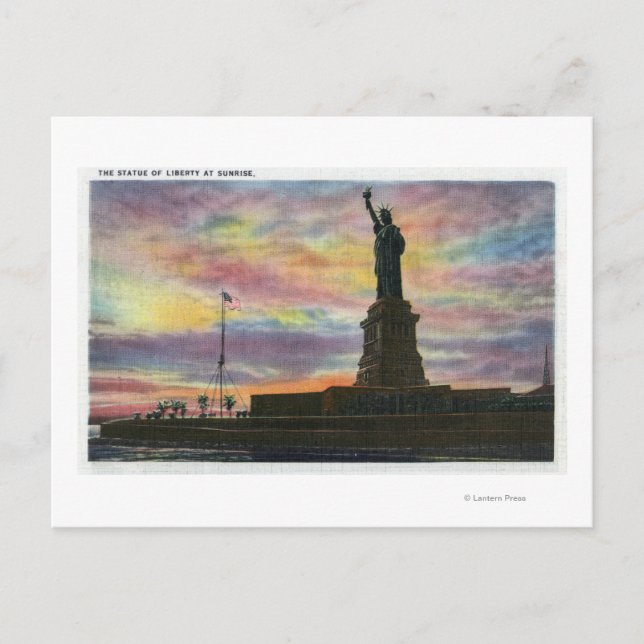 NYC, New YorkSunrise View of Frihetsgudinnan Vykort (Framsida)