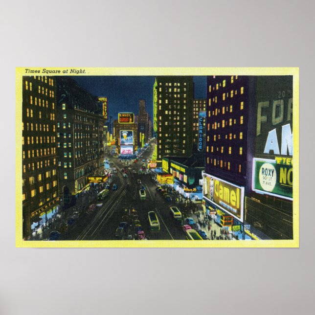 NYC, New YorkView of Times Square vid Nattnummer 1 Poster (Framsidan)