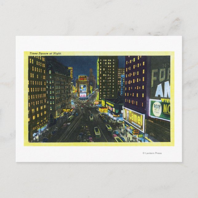 NYC, New YorkView of Times Square vid Nattnummer 1 Vykort (Framsida)