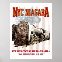 NYC Niagara ånglok med amerikansk flagga Poster