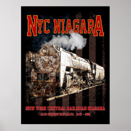 NYC Niagara ånglok med amerikansk flagga Poster