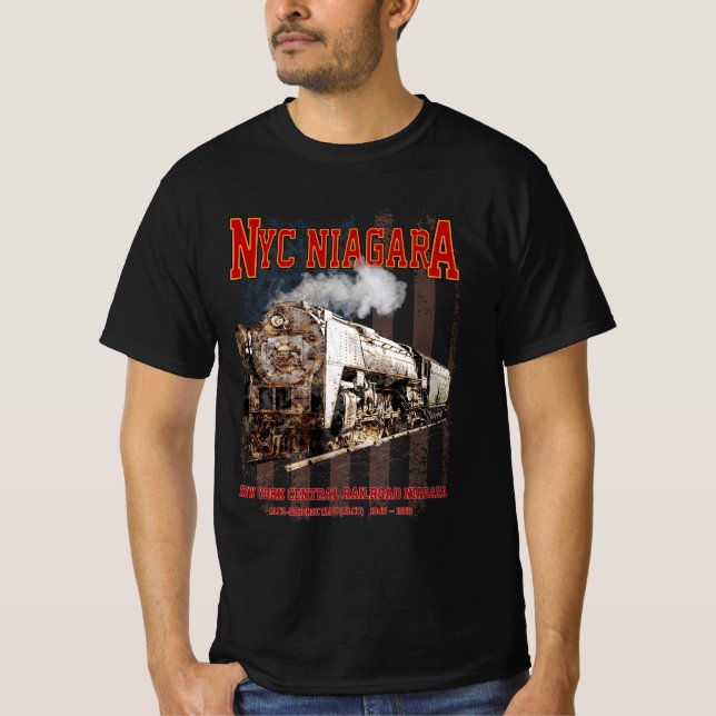 NYC Niagara Steam Locomotive med American flagga T Shirt (Framsida)