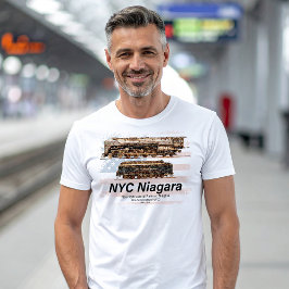 NYC Niagara Steam Locomotive Profile American flag T Shirt