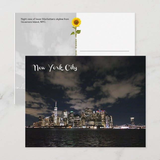 NYC Night Skyline - H-vykort Vykort (Fram/baksida)