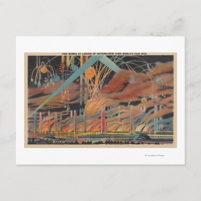 NYC, NY - Fireworks i lagunen of Nations Worlds Vykort (Framsida)