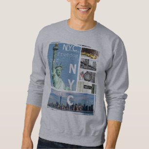 Nyc Ny New York City Frihetsstatyn Manhattan Lång Ärmad Tröja